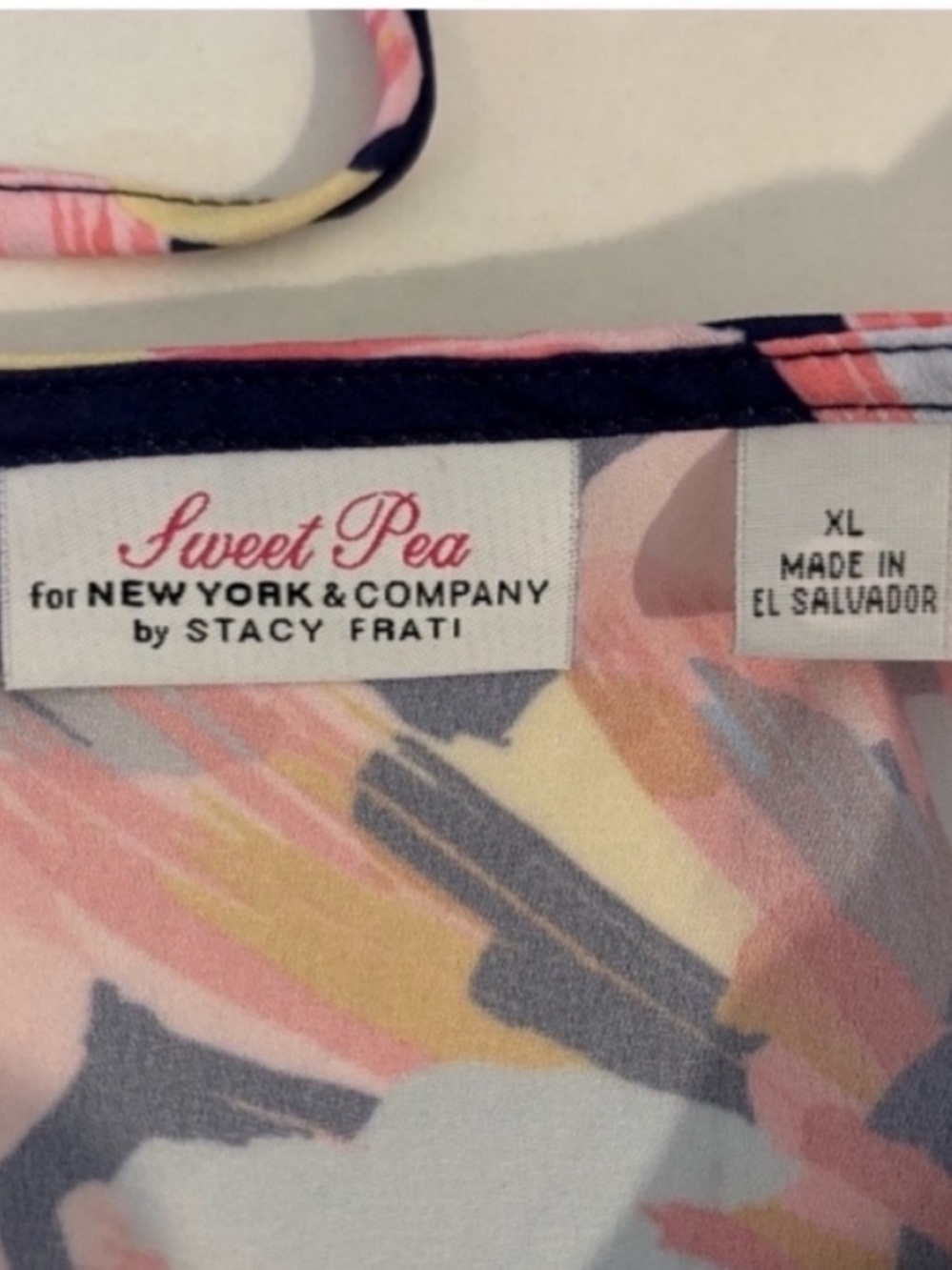 Staci Fratti Sweet Pea x NY&Co Floral Cold Shoulder Top Navy Pink Womens XL - Picture 10 of 11
